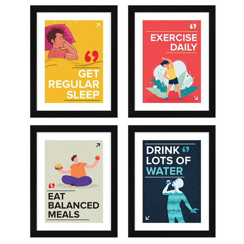 Health Quotes Wall Frame Set – Inspirational Art Decor