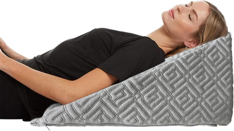 Ultimate Wedge Pillow Memory Foam | Complete Back Rest Support Wedge Cushion Pillow for Bed | Sleeping, Leg Elevator, Pregnancy, Gifting Pillow, Acid Reflux, Reading Grey spancare