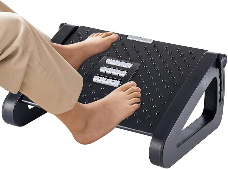 SPANCARE PHARMACEUTICALS Adjustable Height Foot Rest, Foot Rest Under Desk with Massage Texture and Roller, Relieve Stiffness, Numbness, Promote Leg Circulation, Relieve Leg Pressure spancare