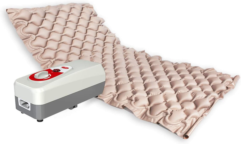 Polyvinyl Chloride Anti-Decubitus Air Bed for Bed Sores Prevention - German Tech Fine Bubble Mattress &Air Pump|Weight Capacity Up to 130Kg - Ideal for Hospital&Home Care Use, Grey spancare