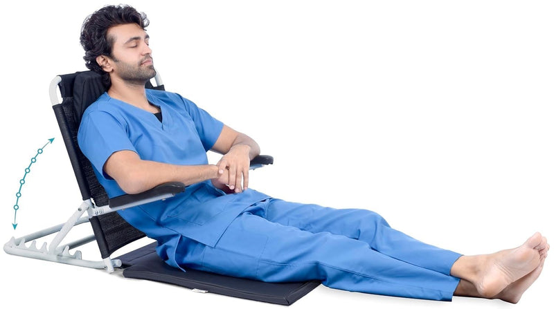SPANCARE PHARMACEUTICALS Adjustable Back Support for Bed with Arm Rest, Back Rest Bed Chair, Large Size, Multifunction, 6 Changeable Recline Angles, Foldable & Portable spancare