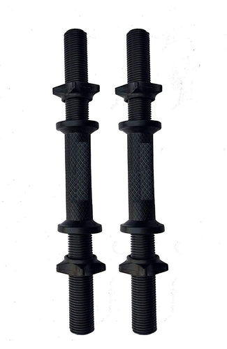 Spancare 15-inch Dumbbell Rod with Plastic Nuts Weight Lifting Bar Black (Pack of 2 Pcs)
