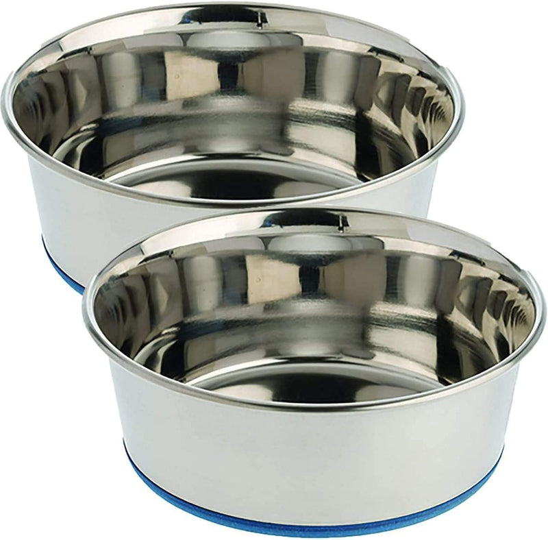 Dog Food Bowl |Feeder Bowls | Pet Bowl for Feeding Dogs Cats and Pets 1600 ml (Pack of 2) Pet Heavy Dog Bowl with 100% Silicon Bonded Rubber Base Stainless Steel spancare