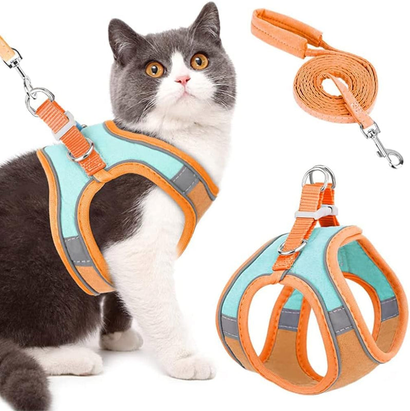 Cat Harness with Cat Leash for Walking, Adjustable Soft Sturdy Harness and Leash with Reflective Strip for Large Medium Small Cat (Size M) spancare
