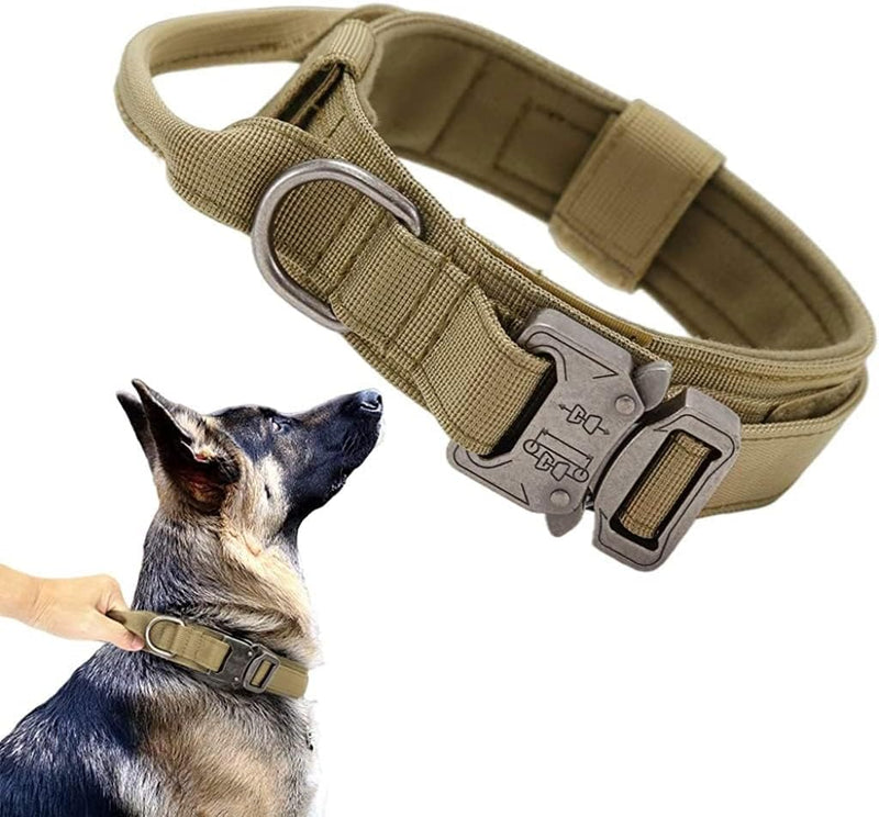 Dog Collar for Large Dogs Adjustable Nylon Tactical Dogs Collar with Strap Handle Dog Training Collar Quick Release Metal Buckle for Large Dog XL Size spancare