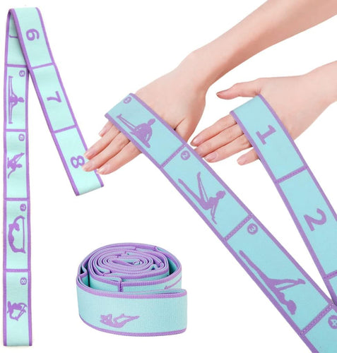 Yoga Strap for Stretching 8 Loop Elastic Belt for Fitness & Exercise