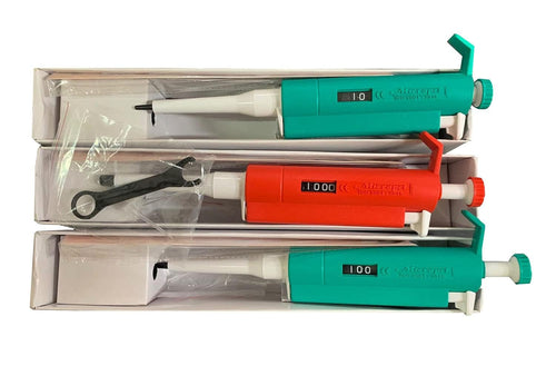 SPANCARE PHARMACEUTICALS Variable Volume MicroPipette Kit: 3 pipettes (0.5-10ul; 10-100ul; 100-1000ul), Autoclavable with Calibration Report