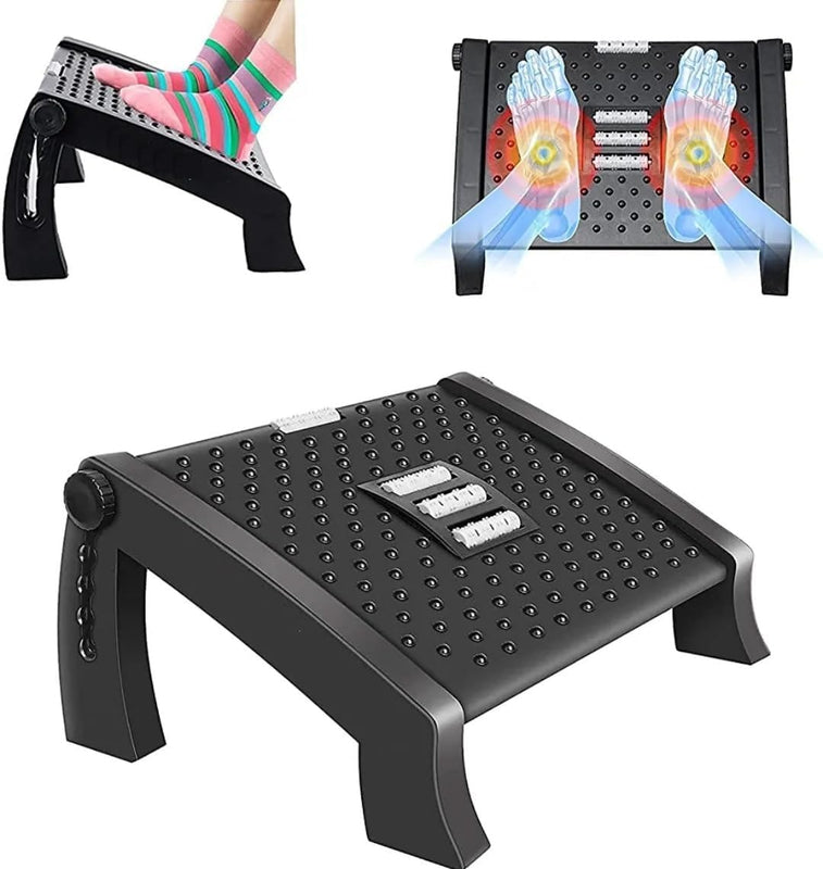 SPANCARE PHARMACEUTICALS Adjustable Foot Rest for Office Chair with Massage Texture and Roller | Ergonomic Footrest Under Desk with 6 Heights | Leg Resting Stool spancare