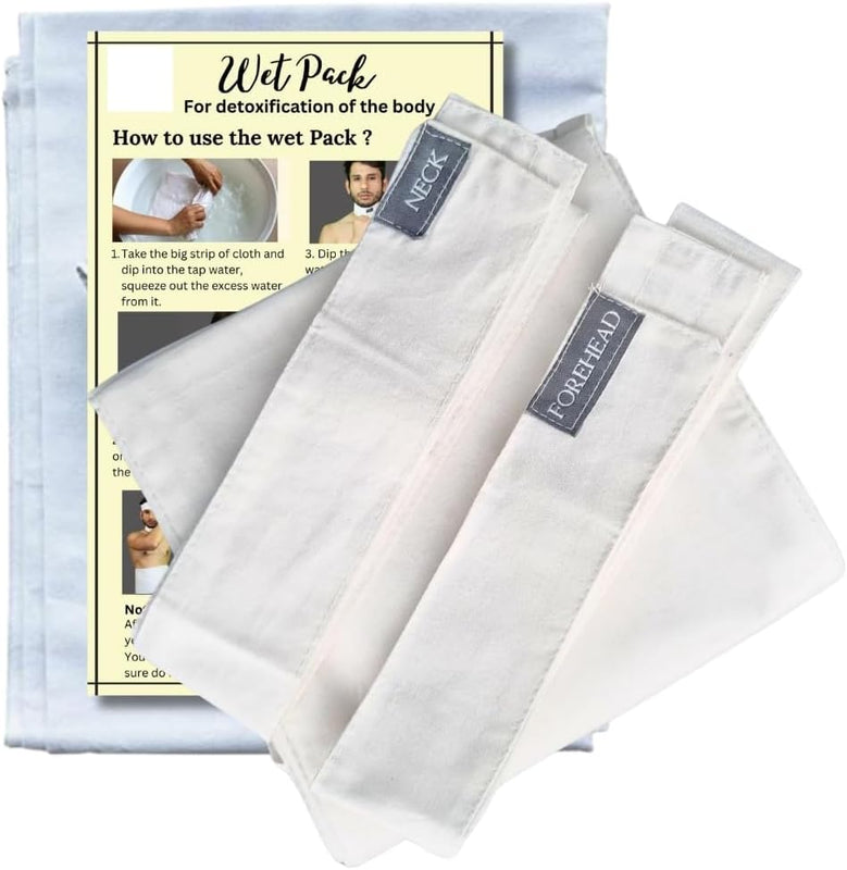 SPANCARE PHARMACEUTICALS Wet Pack | Satvik Lifestyle | Cotton Patti | Body Detox | Place on Head, Neck, Abdomen | Pain Relief | Cloth Bag & Manual Included | Pack of 1 spancare