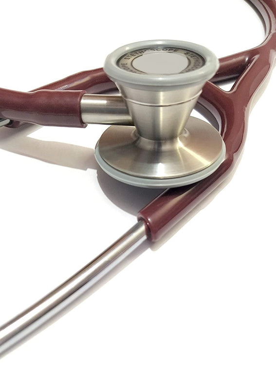 Stethoscope Cardiology Dual Sided Stainless Steel Professional Burgundy spancare