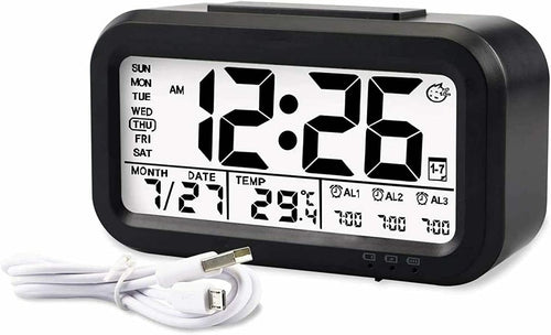 span Digital Smart Back Light Alarm Clock with Automatic Sensor, Temperature & Date