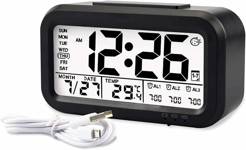 span Digital Smart Back Light Alarm Clock with Automatic Sensor, Temperature & Date