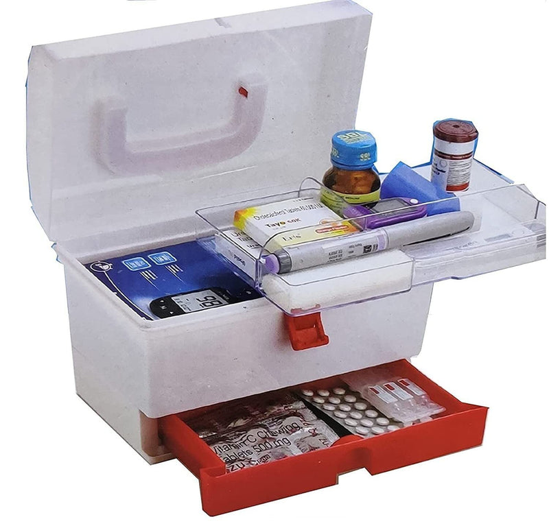 Spancare Multipurpose Plastic Medicine First Aid Kit Storage Box Cosmetic Organizer Box spancare