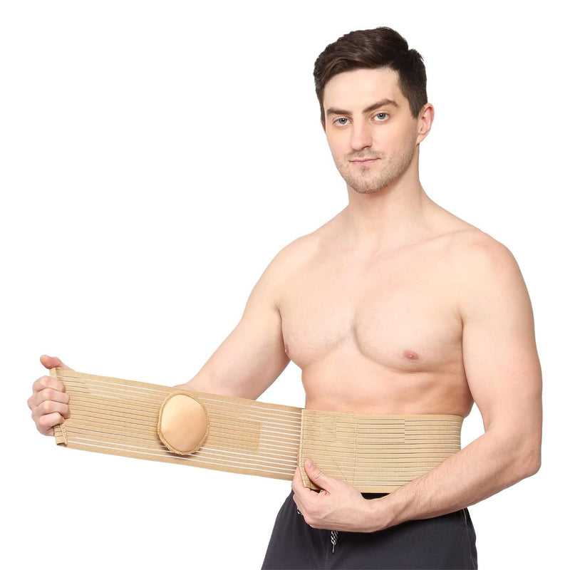 SPANCARE PHARMACEUTICALS Hernia Belt Hernia Support Brace With Removable Compression Pad Navel Hernia Pain Relief For Men & Women,Free Size (Beige) spancare