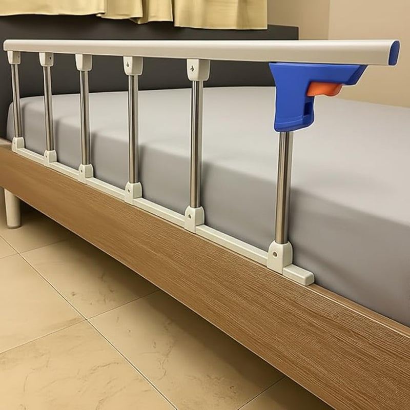 Adjustable Bed Rail for Elderly Person at Home – Heavy Duty Hospital Bed Guard with 6 Steel Bars | Collapsible Safety Rail | No Drilling Required | Soft Closure | One Side Only | 55.5x14 Inch spancare