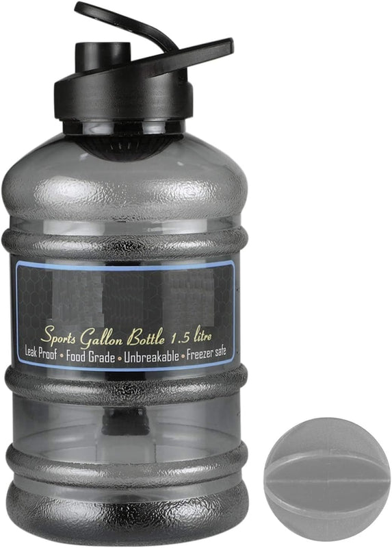 Spancare Gallon Protein Shaker Bottle 1.5 Liter (Black/Silver) (2) spancare