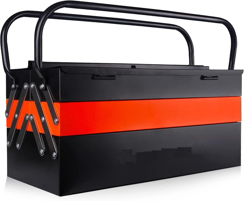Powder Coated Metal Tool Box Empty with 5-Tray Cantilever Tool Organizer Without Tools, 18"", Dual Handle, Metal Frame, Rust Resistant, Triple Colour Toolbox spancare