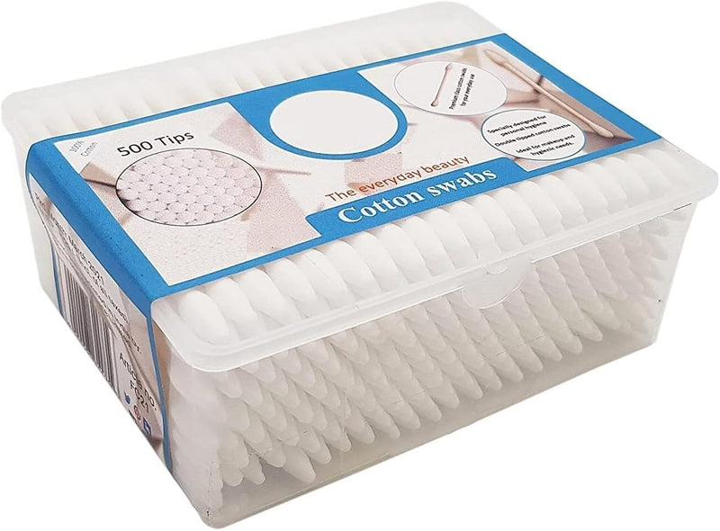 Spancare Cotton Swabs Buds, Paper Sticks - Soft, (500 Tips Swabs 1 Box) Gentle on Face spancare