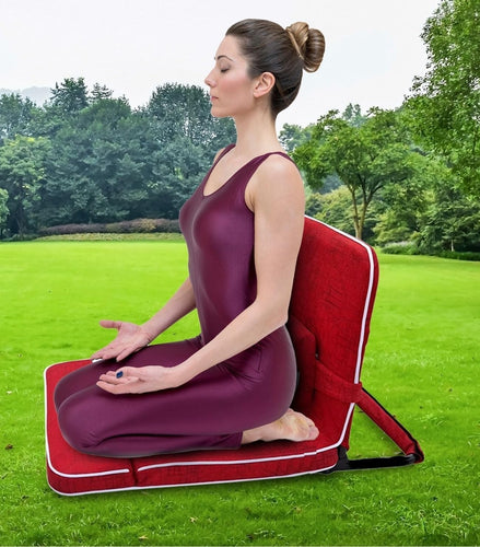 Folding Relaxing Buddha Yoga Meditation Chair, Floor Chair for Living Room & Outdoor with Extra Back Support Cushion Fully Foldable (Blue Color - Seat Size: 20 x 18 inches) Blue