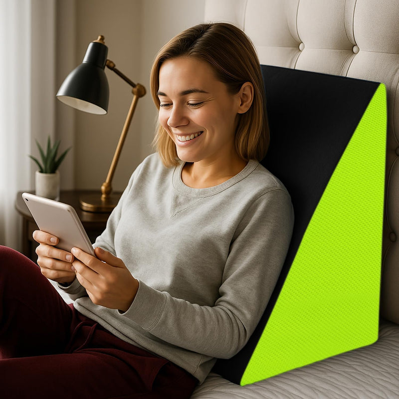 Ultimate Wedge Pillow Memory Foam | Complete Back Rest Support Wedge Cushion Pillow for Bed | Sleeping, Leg Elevator, Pregnancy, Gifting Pillow, Acid Reflux, Reading Black/Green spancare