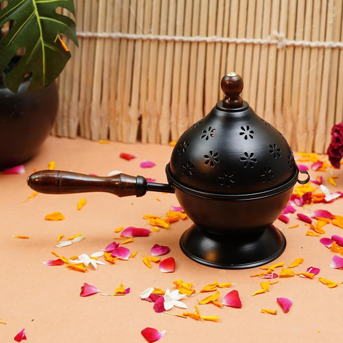 Metal Incense Burner Loban Dani Round Dhoop Dani