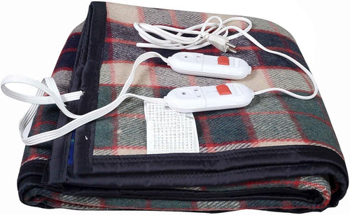 SPANCARE PHARMACEUTICALS Wool Bed Warmer Double Bed Electric Under Blanket Hot Kambal for Winter, 60x60 Inches, Multicolour