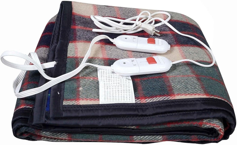 SPANCARE PHARMACEUTICALS Wool Bed Warmer Double Bed Electric Under Blanket Hot Kambal for Winter, 60x60 Inches, Multicolour spancare