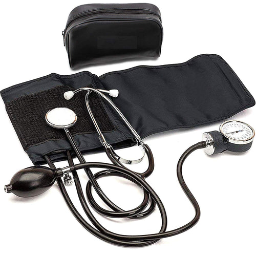 Manual Blood Pressure Monitor with Stethoscope – Aneroid (Black)