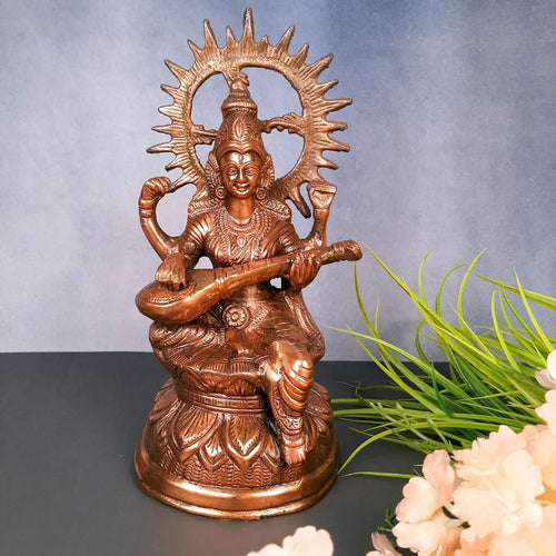 Saraswati Idol Playing Veena | 13 Inch Statue