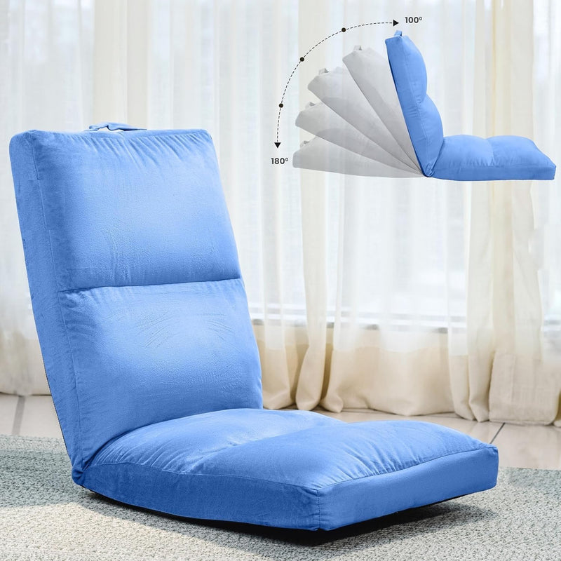 Reclining Floor Chair for Living Room | Meditation Chair | Adjustable Back Rest with 5 Position Lock-in | Back Support | Maintain Posture While Sitting on Floor for Yoga/Pooja Black spancare