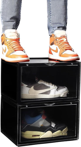 Shoe Storage Organizer, Set of Heavy-Duty Sneaker Box, Stackable Storage Box with (Magnetic Closure) (1)