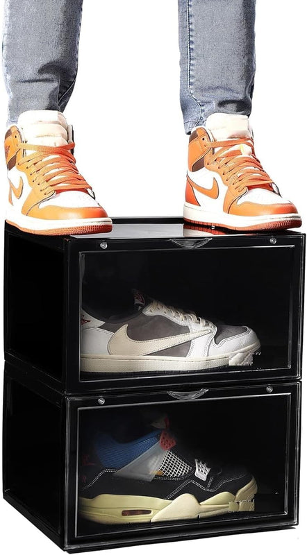 Shoe Storage Organizer, Set of Heavy-Duty Sneaker Box, Stackable Storage Box with (Magnetic Closure) (1) spancare