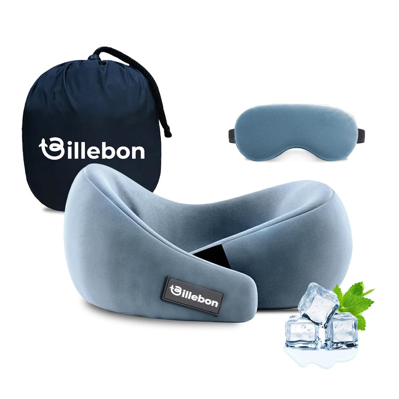 Memory Foam Neck Pillow for Travel with Gel Support