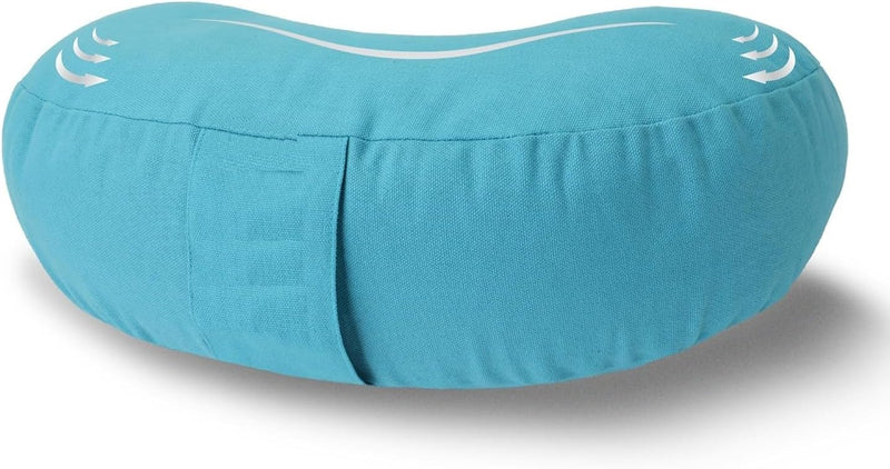Meditation Cushion, Buckwheat Filling, Washable Organic Cotton Cover, Carry Handle, Mindful Comfort, Reduce Tailbone Pressure & Improve Posture Cedar spancare