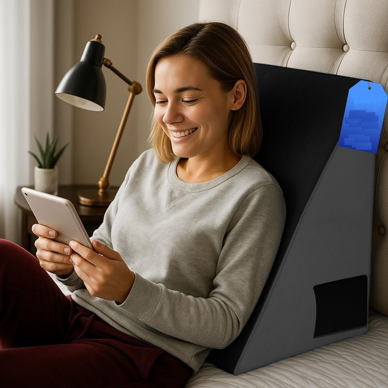 Ultimate Wedge Pillow Memory Foam | Complete Back Rest Support Wedge Cushion Pillow for Bed | Sleeping, Leg Elevator, Pregnancy, Gifting Pillow, Acid Reflux, Reading Grey/Black spancare