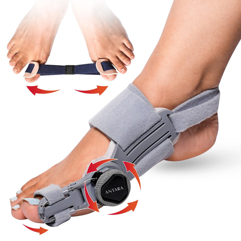 Bunion Corrector | Orthopedic Adjustable Bunion Splint for Men & Women | Toe Corrector with Rotating Knob, Universal Fit for Left & Right Foot | Leg Finger Straightener | Free Toe Exerciser (1) spancare