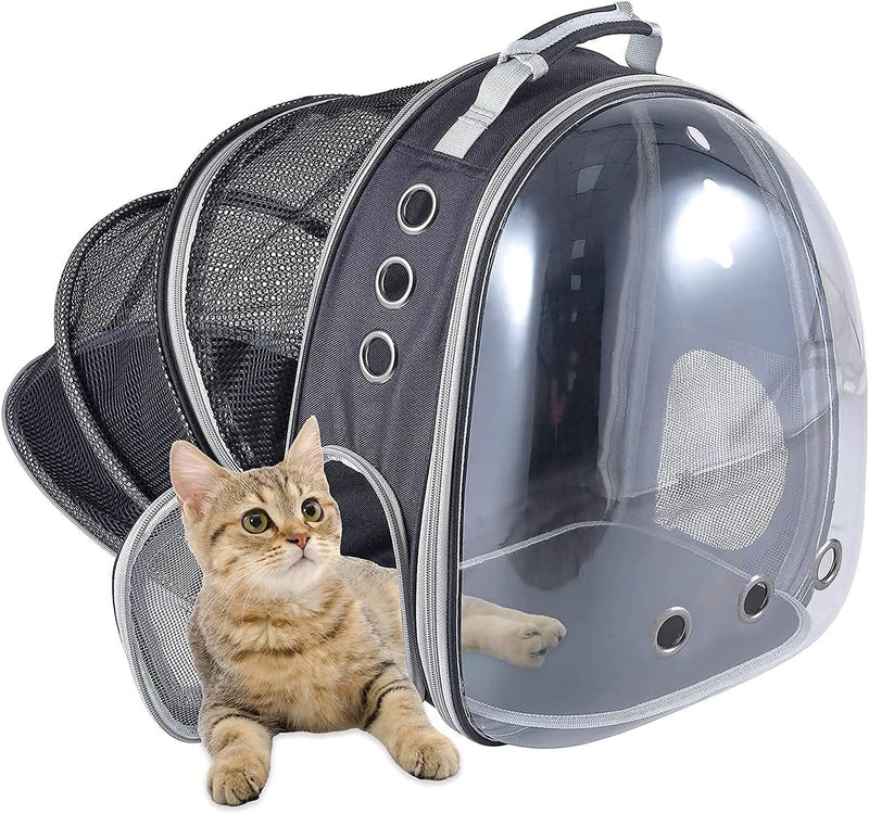 Side Door Design Cat Cage, Expandable Cat Backpack Carrier, Transparent Capsule Air Breathable Transparent Carrier Back Pack for Travelling, Ourdoor Use, for Small Pet spancare