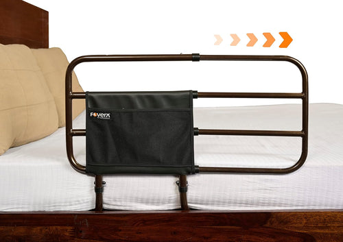 Adjustable Bed Safety Rail with Storage Pocket for Elderly