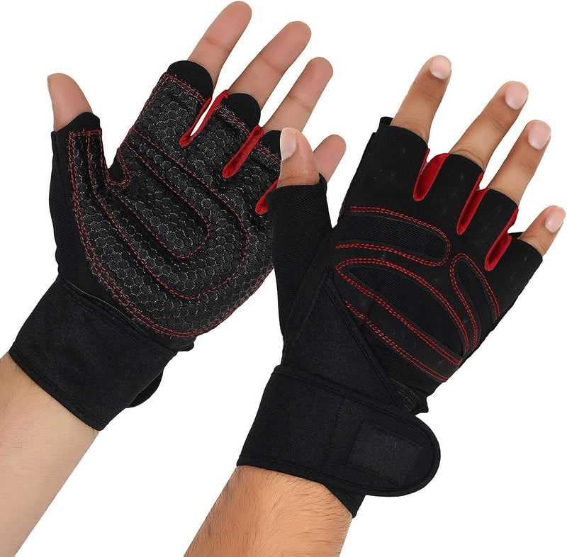Fitness Gym Gloves/Cycling Gloves with Wrist Support Grip and Breathable Glove Design Used for (Weight Lifting | Pull Up | Crossfit | Cycling | Driving | Fitness, Gym Training) spancare