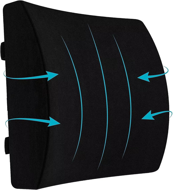 SPANCARE PHARMACEUTICALS Back Pain Relief Lumbar Support Memory Foam Cushion (Black) spancare