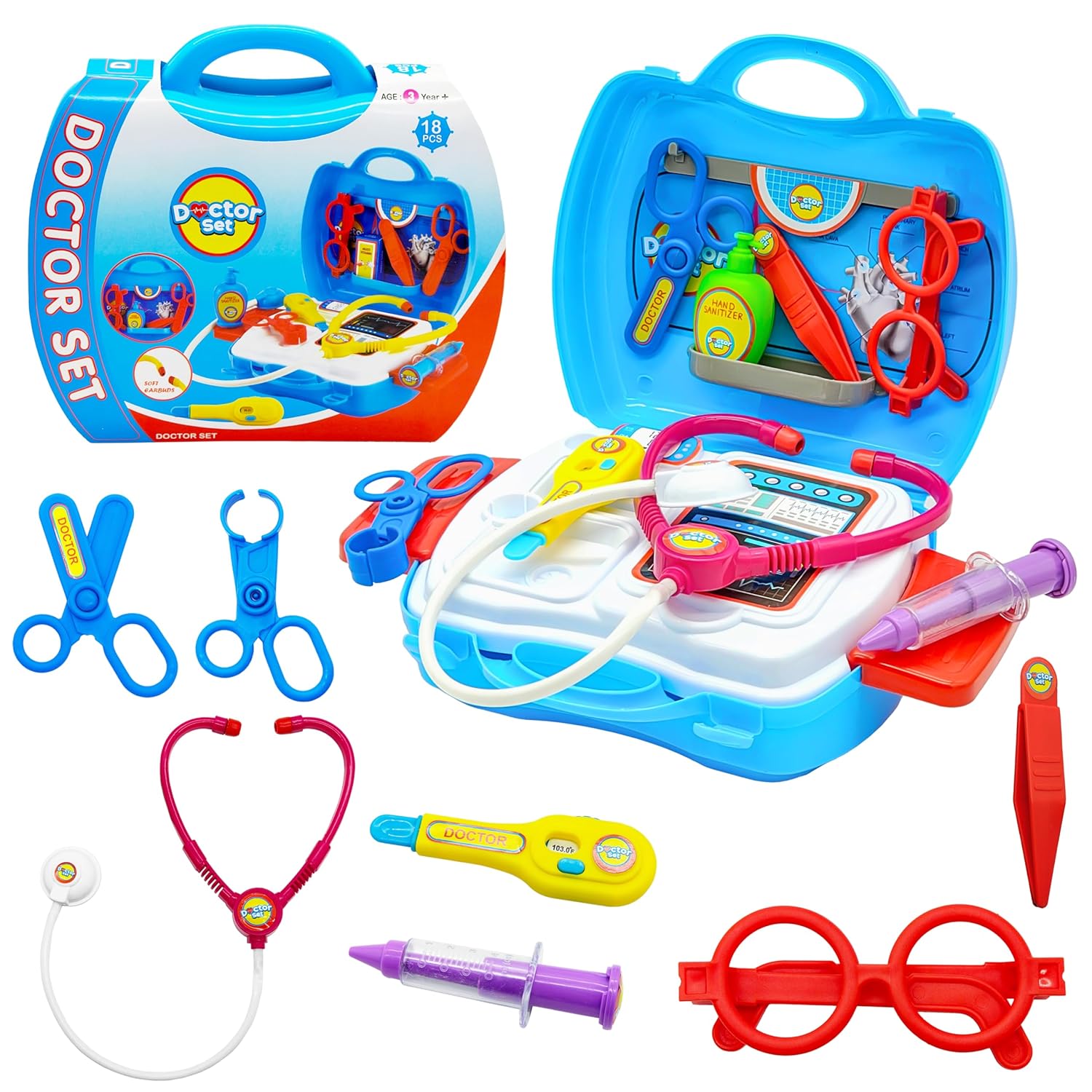 Doctor Suitcase Set Toy | 18 Pcs Pretend Play Medical Kit
