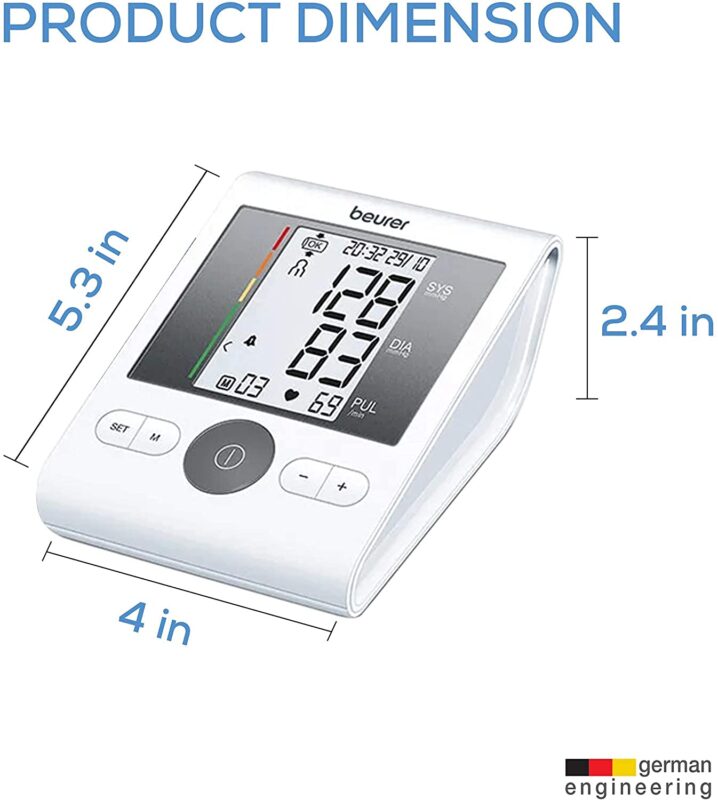 Beurer BM 28 upper arm blood pressure monitor without Adapter | cuff (22 – 36 cm) | Arrhythmia detection | Automatic switch-off | Risk indicator | White . spancare