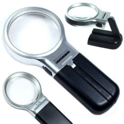 Multi-Functional Folding Handheld Magnifier, Reading Magnifying Glass with in-Built LED (3X Zoom) spancare