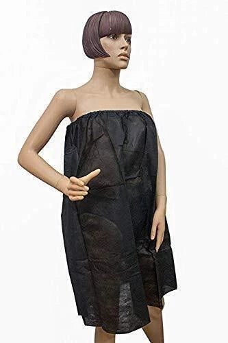 Disposable Waxing Gown Non Woven Black–Salon Spa Use Unisex Set of 60