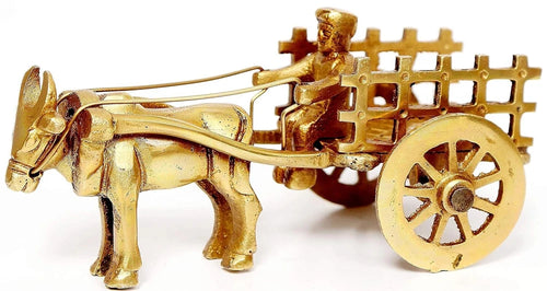 Brass Vintage Bullock Cart Showpiece for Home Decor