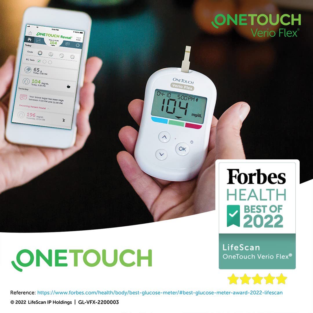 OneTouch Verio Flex Glucose Meter Kit  Meter + 10 Lancets + 1 Lancing  Device + Carrying Case - Diabetic Outlet